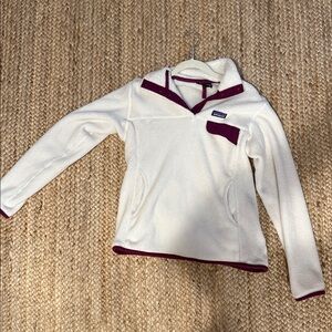 Patagonia White Fleece with Purple Trim
